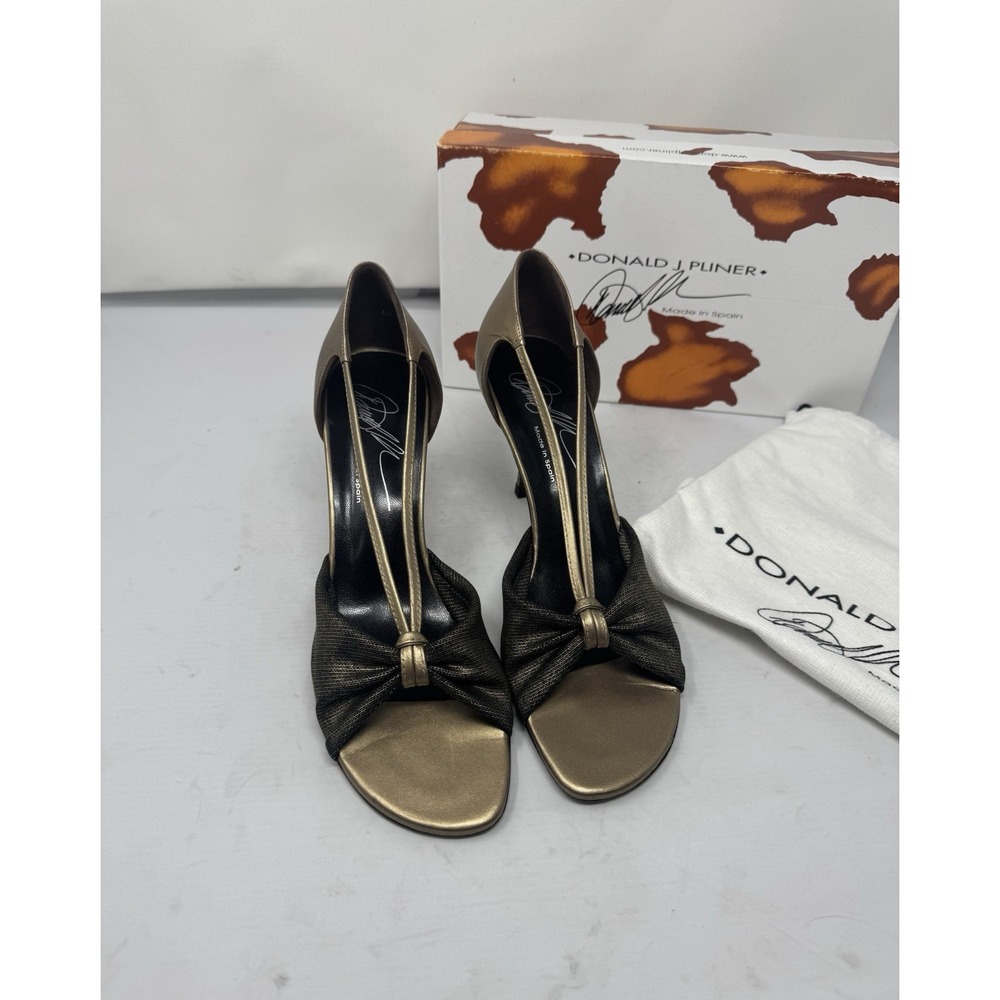 DONALD J PLINER 🔥Gold Bronze Metallic D'Orsay Bow High Heel Shoes Made in Spain